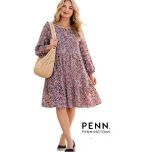 26W PENN Floral Flowy Dress with Shirred Cuff Sleeve from “In Every Story”